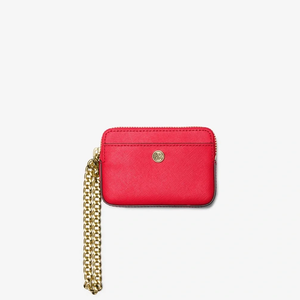 NWT Medium Saffiano Leather Chain Card Case